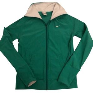 Vintage Nike Women's Kelly Green Gray Zip Up Jacket Small (4-6) Dri Fit